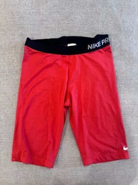 Nike Red Compression Shorts with Black Waistband